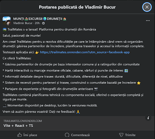 Postare Grupul Munti Excursii